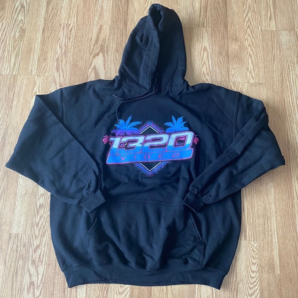1320Video Palm Tree Logo Pullover Hoodie Black XL
